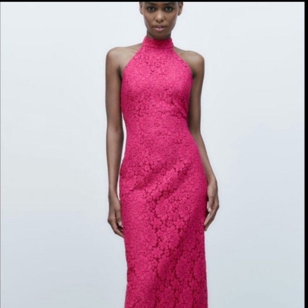 Zara Pink Lace Maxi Dress